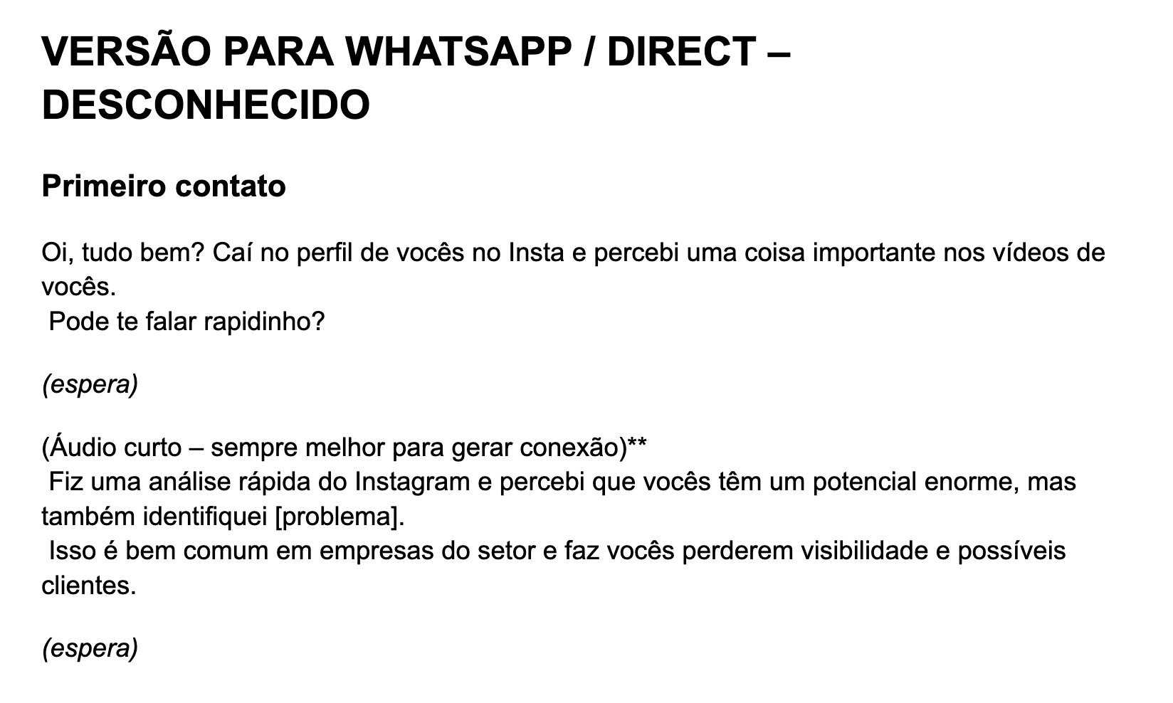 Scripts prontos de prospecção